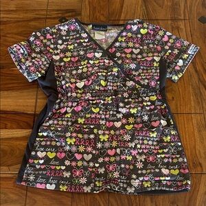 Cherokee Heart and Butterfly Scrub Top